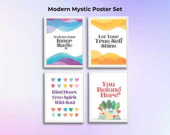 Moderne mystische DIGITALE Poster Set Selbstfürsorge Ecke Zimmer Dekor Kind Tween bewusst Boho Printable Sofort Download