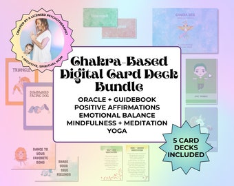 Kids Oracle Deck Bundle 5 Decks Chakra Yoga Deck Actividades de equilibrio emocional Ejercicios de meditación de atención plena para niños Amor propio Recurso para padres