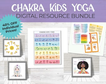 Beginner Yoga Bundle Colorful Poster Child Yoga Deck Kid Self Care Gift Confidence Kid Room Decorate Mindful Parenting Goddess Decoration