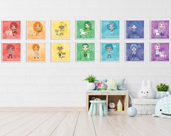 SEL Póster decorativo social y emocional para pared, paquete de salud emocional para niños, afirmación de amor propio, crianza consciente, decoración de habitación para niños