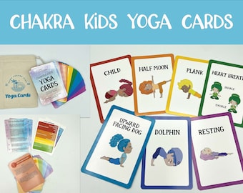 Beginner Yoga Deck 49 Chakra Poses Balance Emotional Kid Self Care Gift Confidence Kid Meditate Calm Activity Mental Health Gift