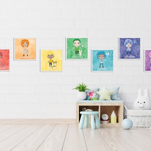 Boys SEL Social Emotional Wall-Poster Bundle Mental Health Awareness Kid Selflove Affirmation Mindful Parent Kid Room Decorate image 1