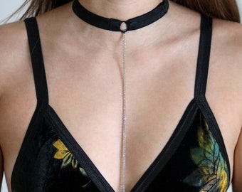 Black Forget-Me-Not Chain Choker