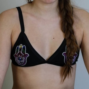 Hand Embroidered Hamsa Cotton Bralette