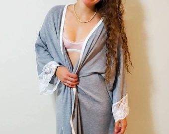 Forget-Me-Not Knit and Lace Robe