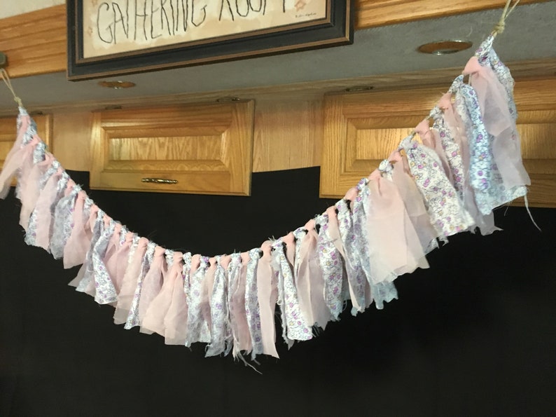 Rag Tie Nursery Decor Window Valance Wall Swag Birthday Shower Crib Highchair Decorations.