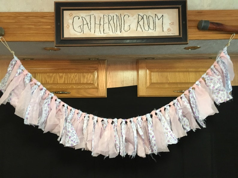 Rag Tie Nursery Decor Window Valance Wall Swag Birthday Shower Crib Highchair Decorations.