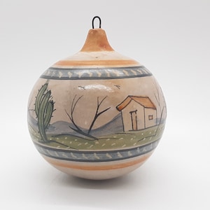 Hand Painted Tonala Mexican Pottery Ornament SIGNED