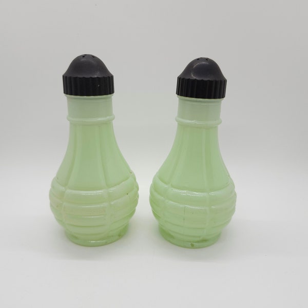 Mid Century Jadeite Colored Salt and Pepper Shakers