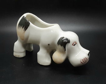 Small Vintage Hand Painted Hound Dog Planter