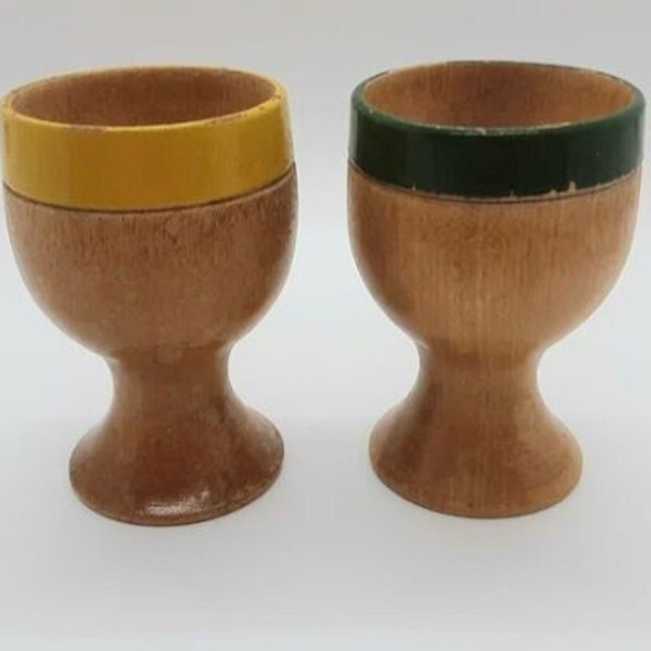 Pair of Primitive Wooden Egg Cups
