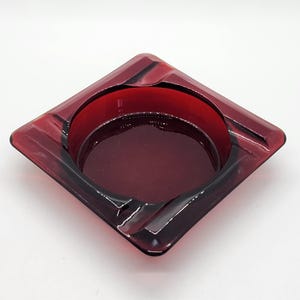 Vintage 4" Royal Ruby Glass Ashtray by Anchor Hocking