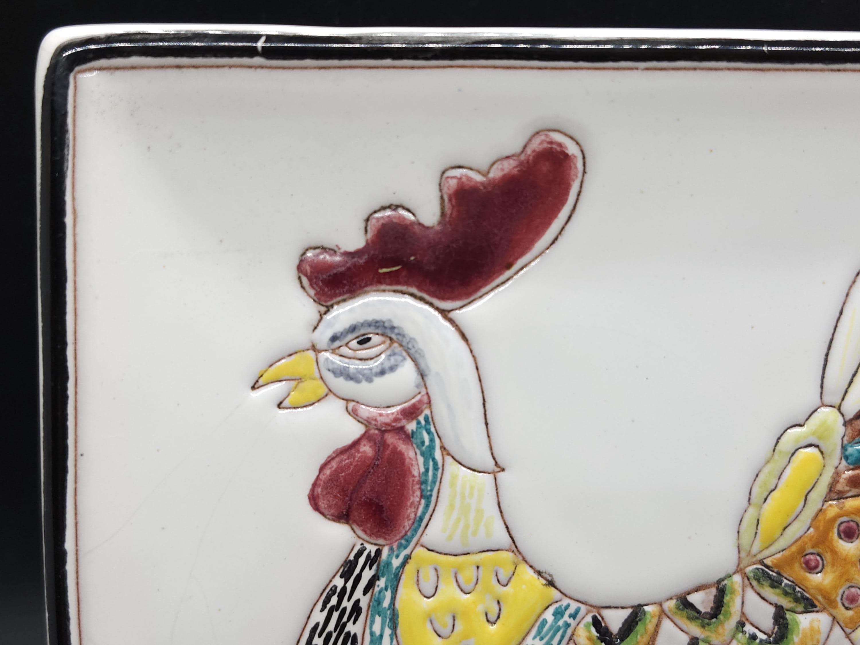 Vintage Hand Painted Italian Pottery Rooster Plate - Etsy