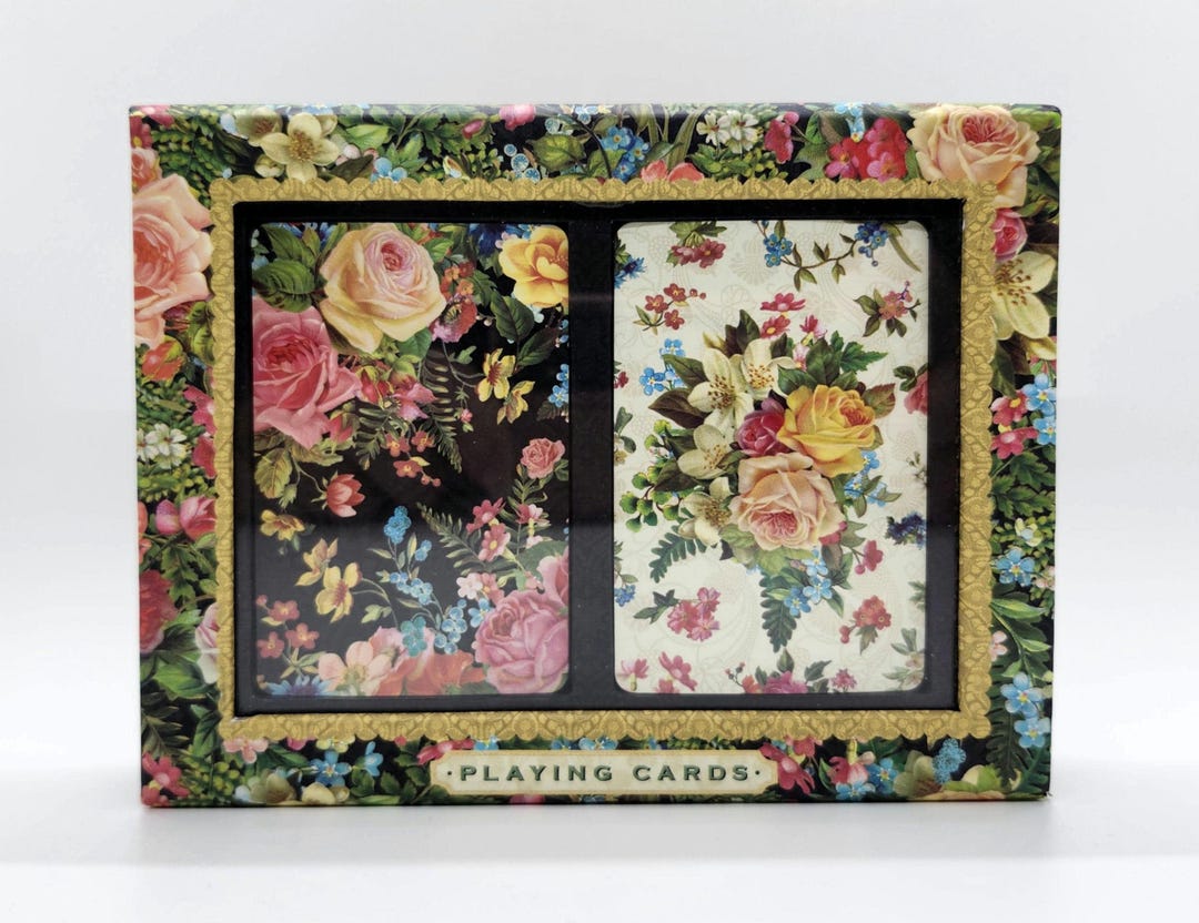 Boxed Set of Floral Playing Cards by Punch Studios / Two Standard Decks ...