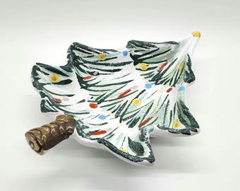 Festive Italian Pottery Christmas Tree Candy Dish