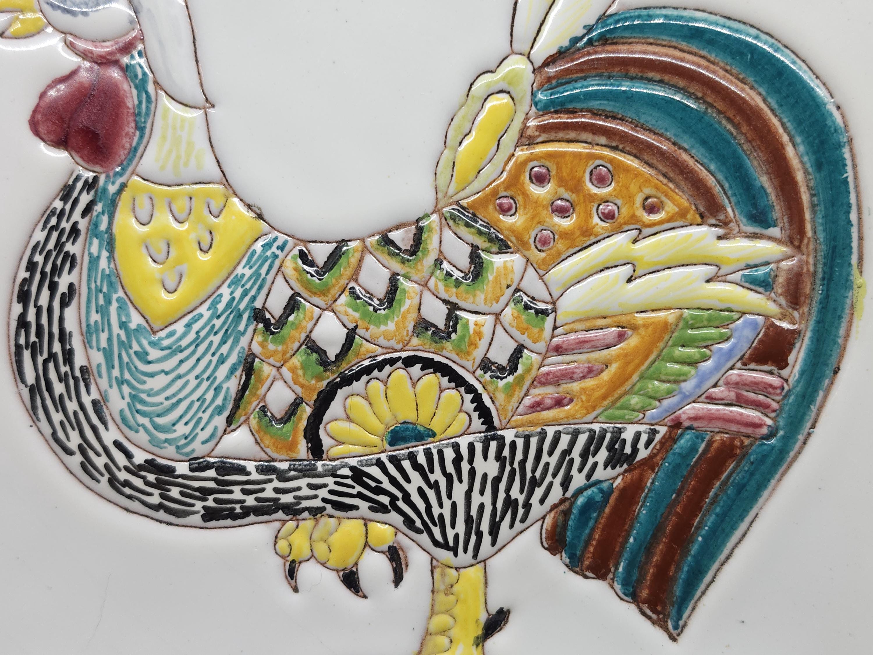 Vintage Hand Painted Italian Pottery Rooster Plate - Etsy