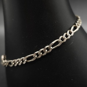 7&quot; .925 Sterling Silver Figaro Link Bracelet / Italy
