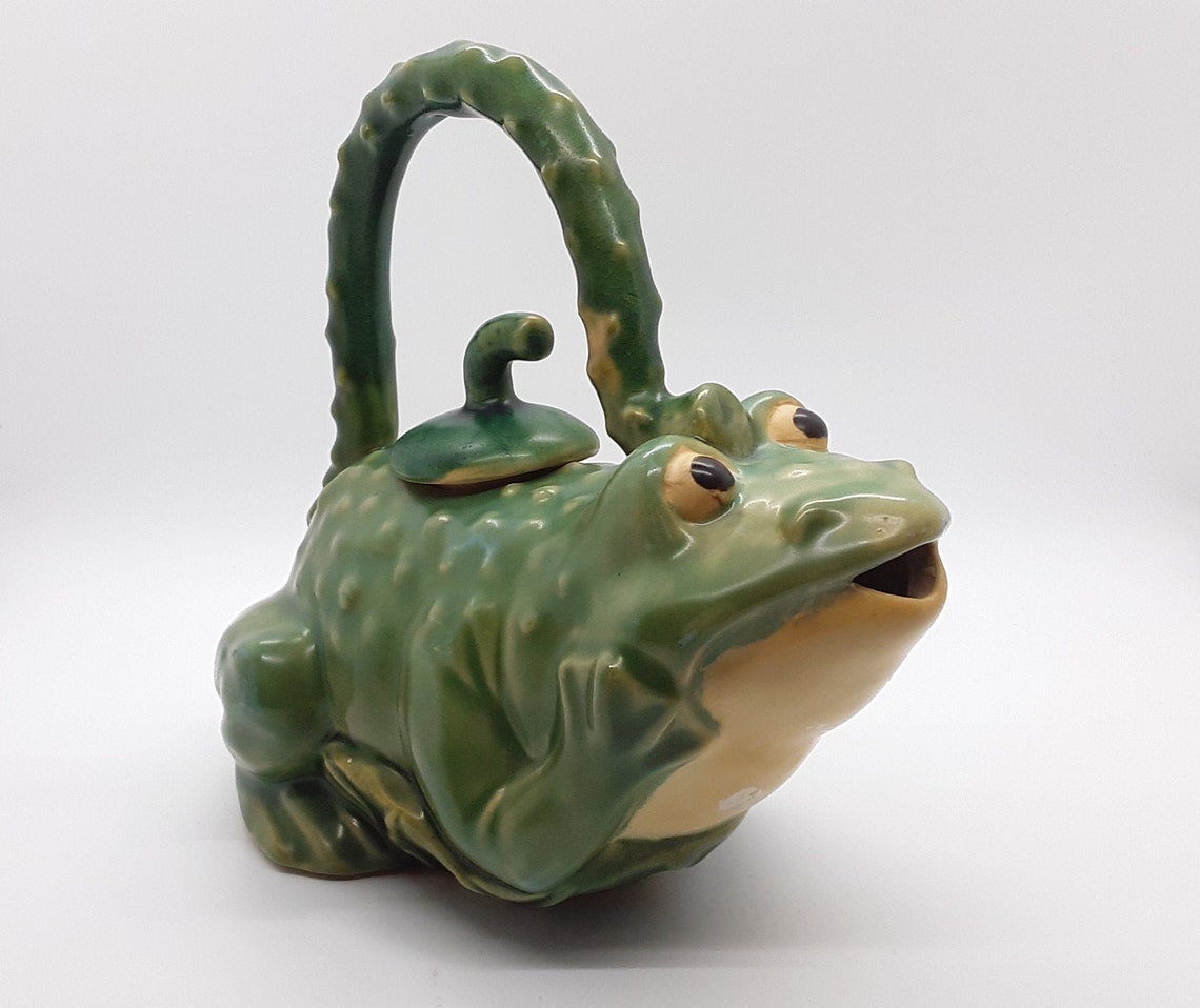 Vintage Art Pottery Frog Teapot Etsy