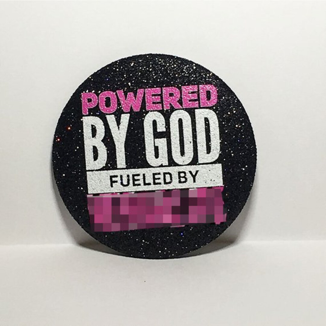 2.25 Black/white/pink Bling Powered by God - Etsy