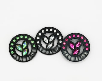 Black Rhinestone Leaf Pin
