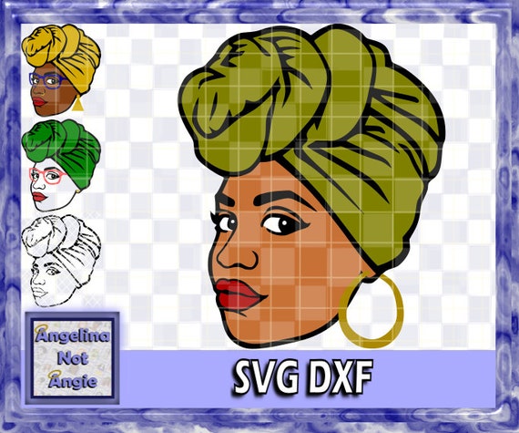 Download Free Black Woman Svg Dxf Sharice In Headwrap Girl African Etsy SVG Cut Files