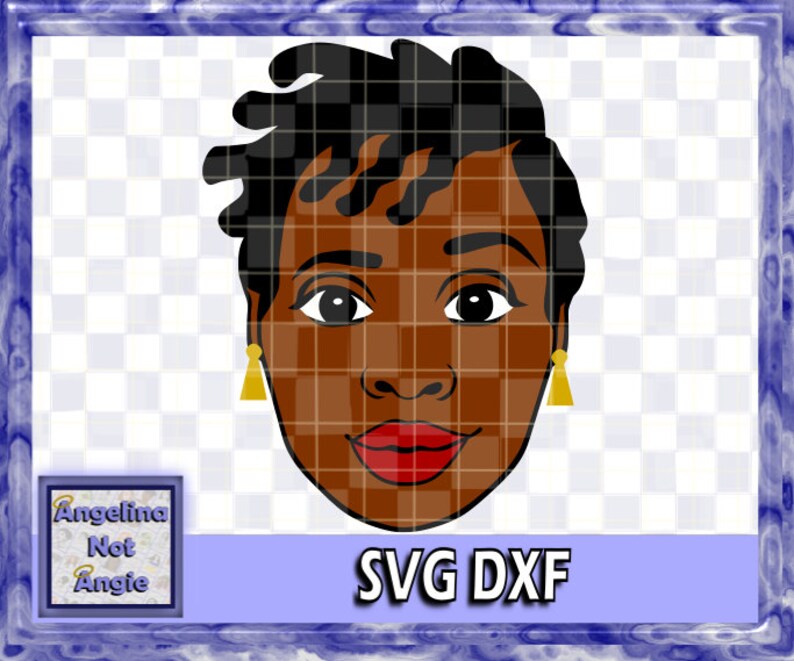 Download BLACK WOMAN SVG DxF Kat Short Locs Half Smile Raised | Etsy