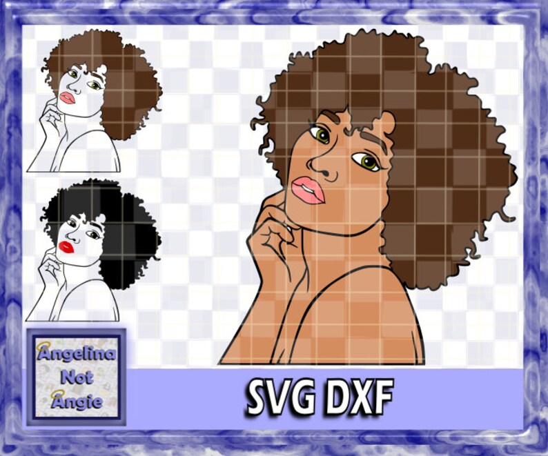 Download BLACK WOMAN SVG DxF Mala Natural Curly Hair Lady Profile ...