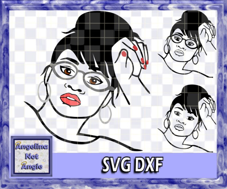 Black Woman Svg High Bun Messy Bun With Bang Lady Wearing Etsy