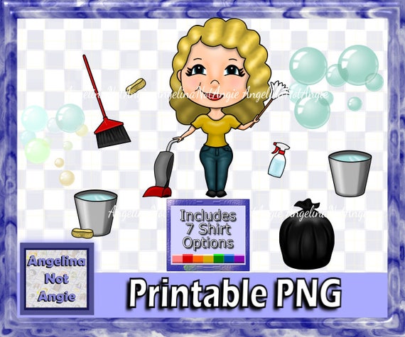Blonde Lady Clipart Betty Wavy Hair Chores Clip Art Cute Etsy