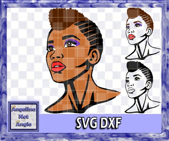 Black Woman Svg Dxf Corinne Cornrow Mohawk Afrocentric Design Natural Short Curly Hair Unique Edgy African American Lady File Determined