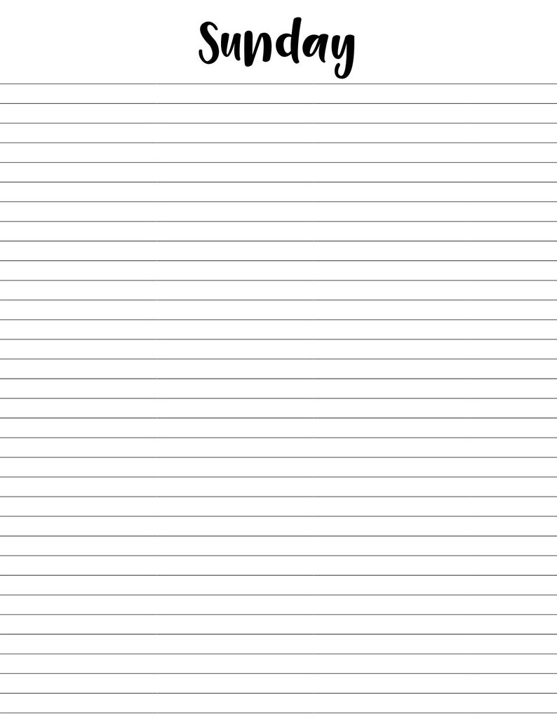 Daily Planner/black and White/printable/days of the Week/blank - Etsy