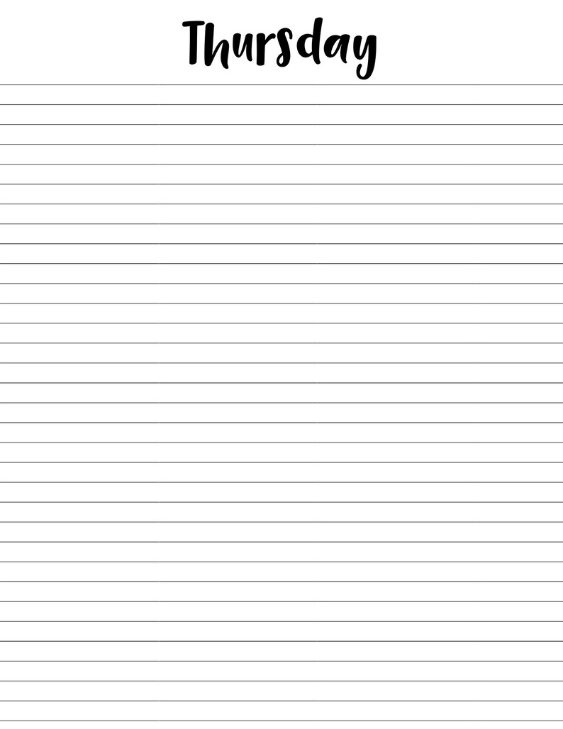 Daily Planner/black and White/printable/days of the Week/blank - Etsy