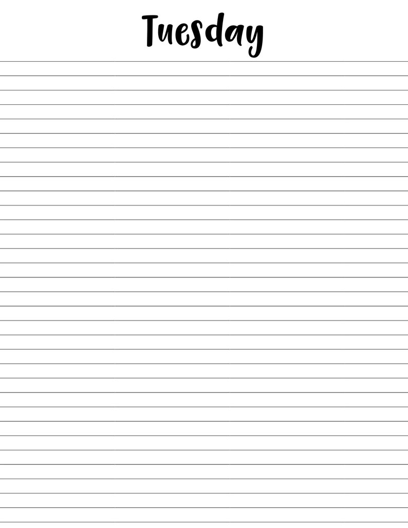Daily Planner/black and White/printable/days of the Week/blank - Etsy