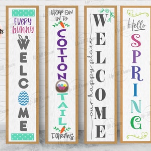 Spring Welcome Porch Sign Bundle SVG, Easter Welcome Porch SVG, Hop on In Welcome Wood Sign SVG