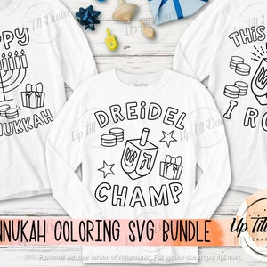 Hanukkah Coloriage SVG Bundle, How I Roll Dreidel SVG, Hanukkah Kids Shirt SVG, Happy Hanukkah Shirt
