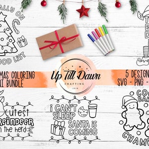 Christmas Coloring SVG Bundle, Elf Coloring SVG, Santa Coloring SVG, Christmas Coloring Shirt Bundle
