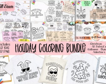 Pacote SVG para colorir, Pacote para colorir Natal, SVG para colorir Páscoa, SVG para colorir Halloween