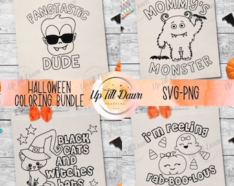 Halloween Coloring Bundle, Trick or Treat Candy Bag SVG
