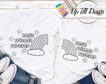 Best Friend Rainbow Coloring SVG,Best Friend Coloring  SVG, Rainbow Coloring SVG