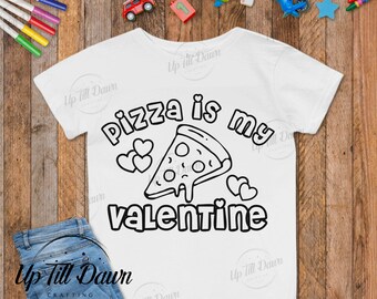 Valentine's Day Coloring Shirt SVG, Pizza is my Valentine SVG, Dinosaur Valentine's Shirt SVG, Pizza Coloring Shirt