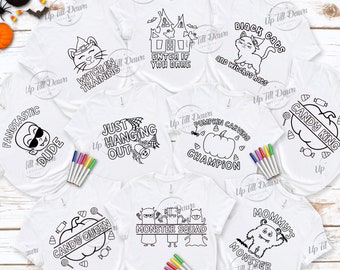 Halloween Kids Coloring Bundle, Trick or Treat Candy Bag SVG, Halloween SVG Bundle, Halloween Coloring Shirt SVG, Coloring Tote svg