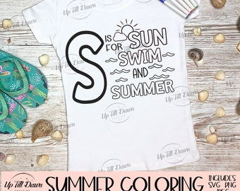 Summer Coloring SVG, Beach Coloring SVG, Summer Coloring Shirt