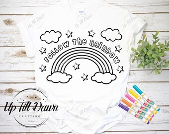 Rainbow Coloring SVG, Follow the Rainbow SVG, Rainbow Party Favor SVG