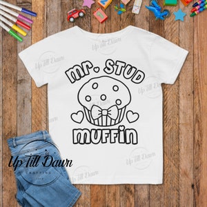 Valentinstag Färbung Shirt SVG, Kleinkind Färbung SVG, Stud Muffin Valentinstag Shirt SVG