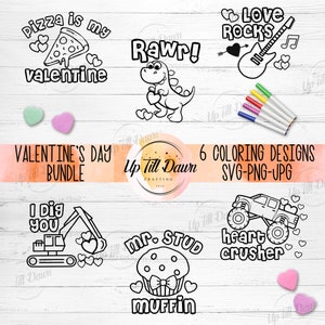 Valentine&#39;s Day Coloring Shirt SVG, Pizza is my Valentine SVG, Dinosaur Valentine&#39;s Shirt SVG, Boy Valentine&#39;s Coloring Bundle