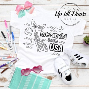 Mermaid in the USA Coloring SVG