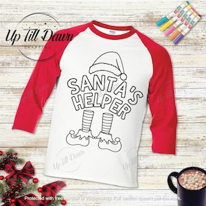 Santa Helfer Färbung SVG, Weihnachten Färbung Shirt SVG