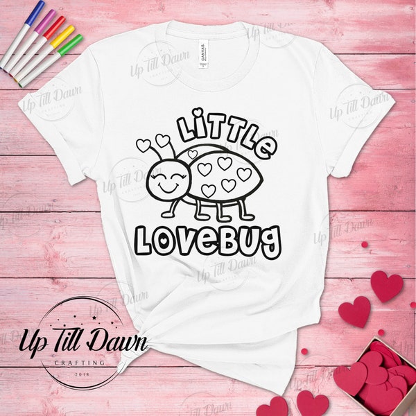 Valentinstag Färbung Shirt SVG, kleine Lovebug Färbung SVG, Valentinstag Färbung Shirt SVG