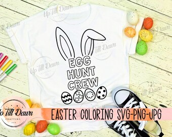 Egg Hunt Crew Coloring SVG, Egg Hunt Squad SVG, Easter SVG, Easter Hunt Crew