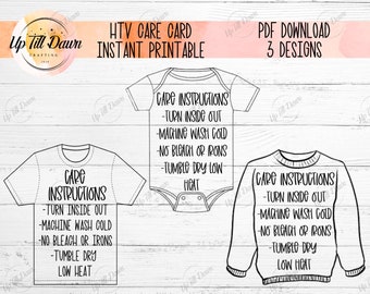 Download Htv Shirt Care Card Etsy